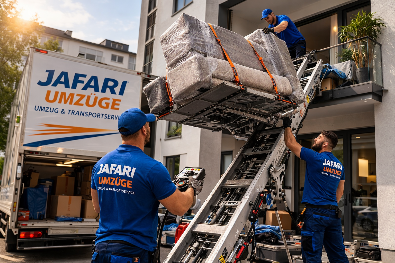 Jafari Team mit Möbellift